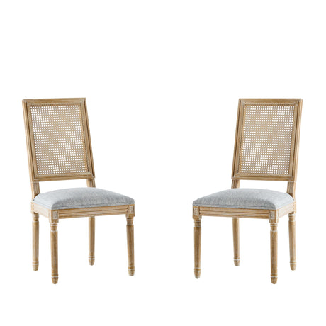 French Country Dining Chair With Rectangular Cane Backrest And Smooth Upholstered Seating - Best Buy Furniture