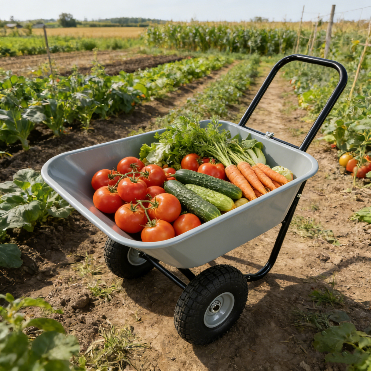 Two-Wheeled Cart with 10-Inch Pneumatic Wheels (Gray)