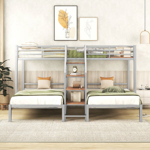 Metal Bunk Bed With Storage Shelves Staircase