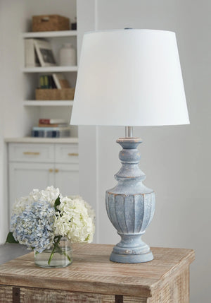 Cylerick - Terracotta Table Lamp - Antique Blue - Best Buy Furniture