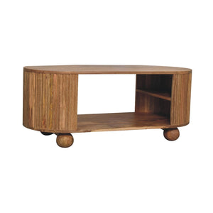 Solid Wood Soba Ball Coffee Table, Open Storage