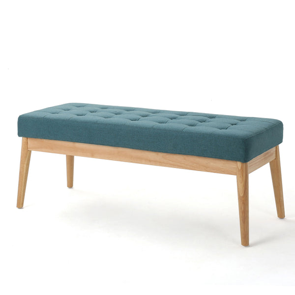 Vibratory Button Tufted Upholstered Ottoman with Splayed Wooden Legs