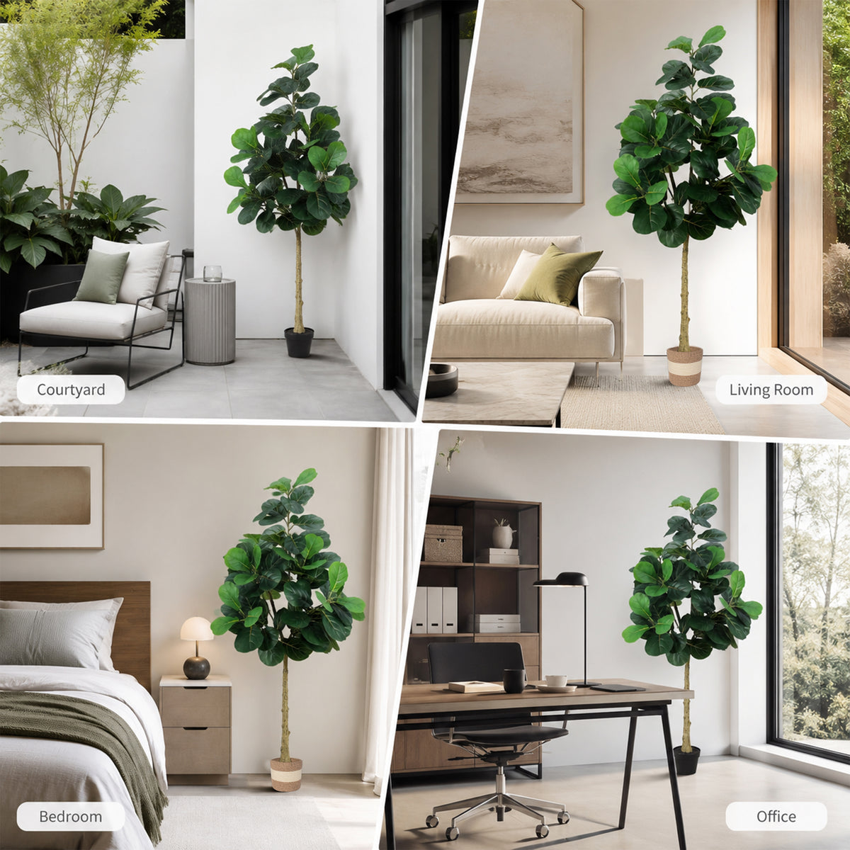 Artificial Fiddle Leaf Fig Tree 5.5FT with Planter