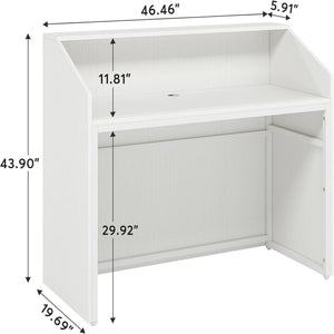 Modern Reception Desk, Front Desk Table With Cable Grommet & Privacy Panels