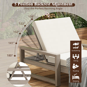 Outdoor Lounge Chairs, 5 Position Chaise Lounge With Adjustable Backrest (Set of 2) - Gray