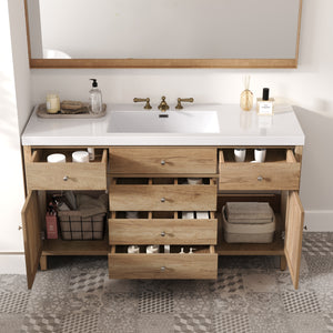 60" Bathroom Vanity with SMC Sink and Rattan Doors