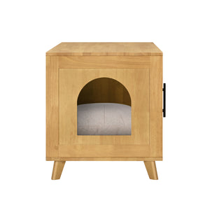Myra Indoor Premium Rubber Wood Cat Cabinet with Plush Cushion