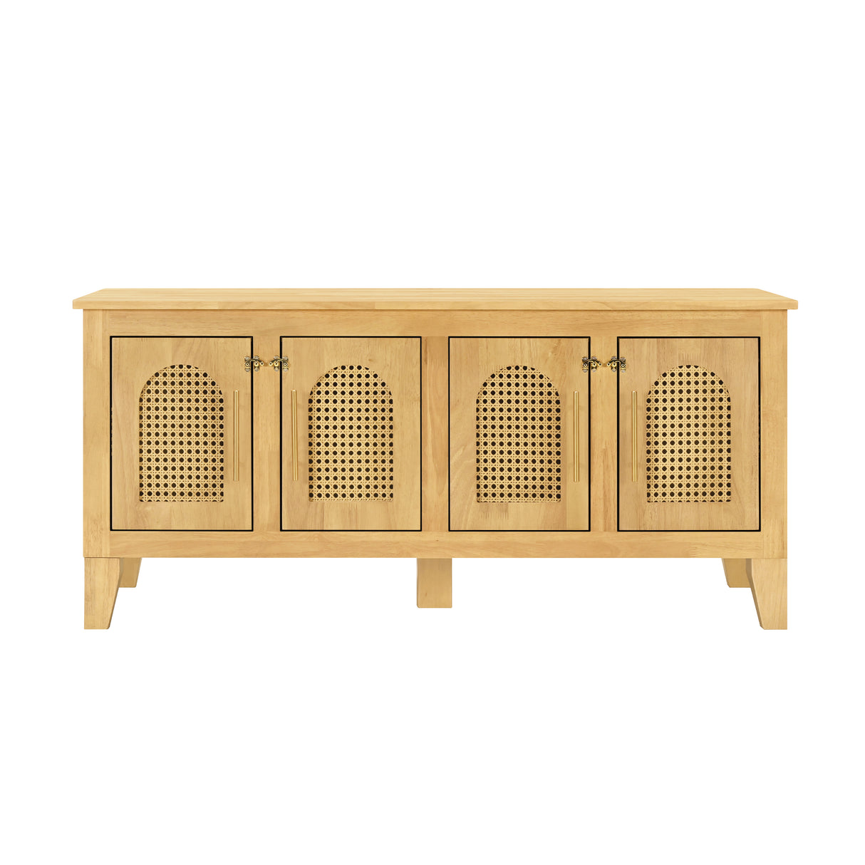 Lars Indoor Rattan Decorated Rubber Wood Dog Crate Cabinet