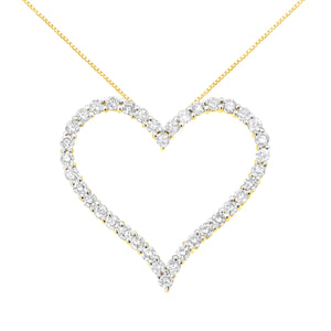 10k Yellow Gold Plated .925 Sterling Silver 3.0 cttw Round-Cut Diamond Open Heart Pendant Necklace (J-K Color, I1-I2 Clarity) - 18"