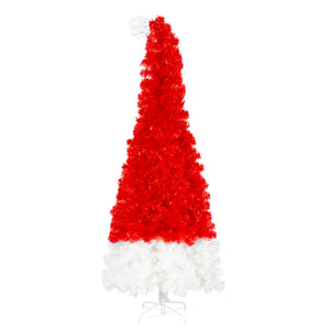 6FT Artificial Christmas Tree with LED Light, Santa's Hat Shape
