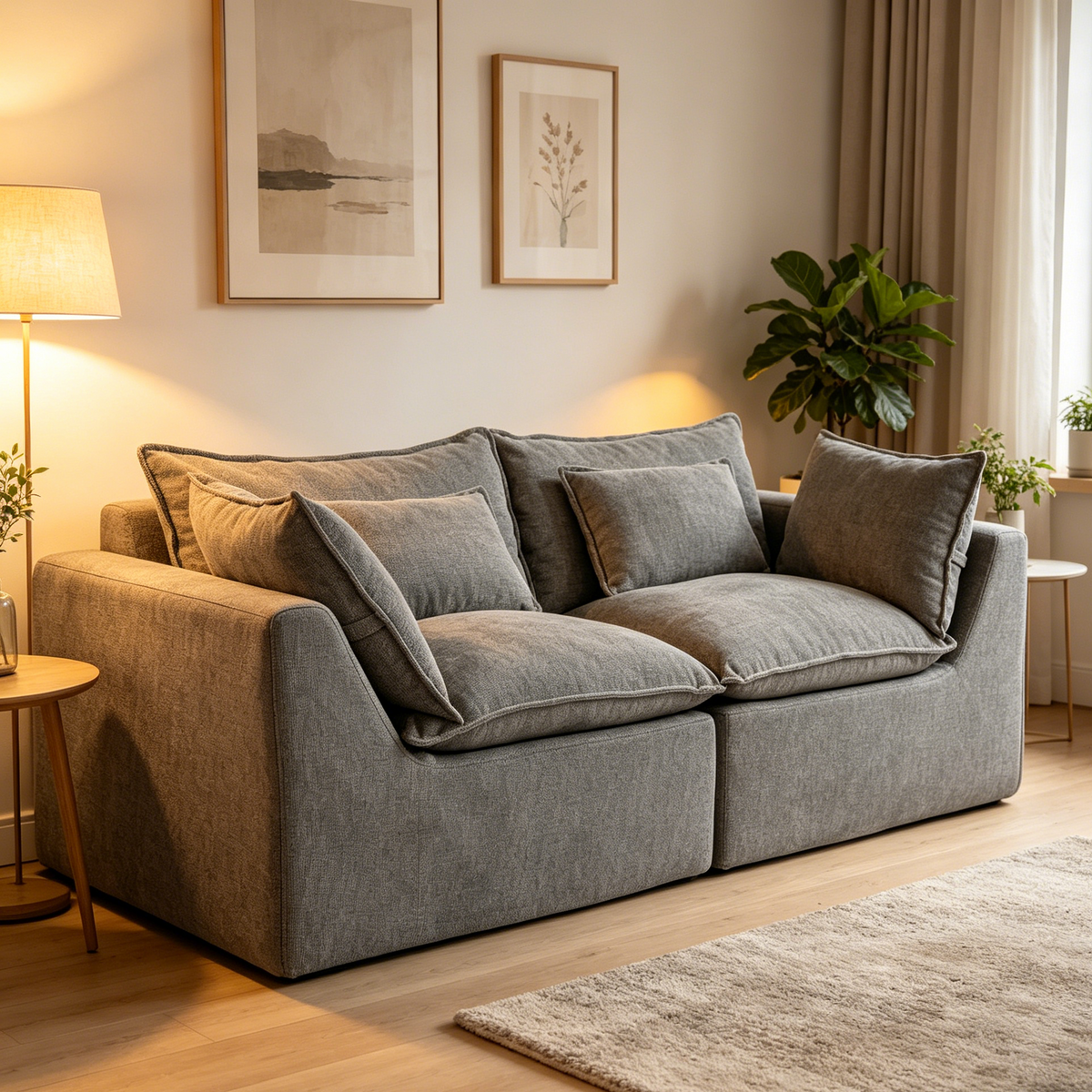 74.8" Width Cloud Couch Oversized Modular Sectional Sofa