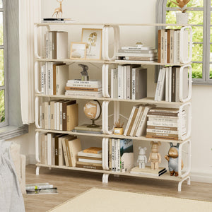 5 Tier Industrial Bookshelf, Tall Bookcase With Open Design, Vintage Storage Organizer