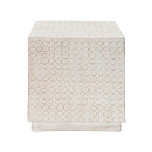 Chic Modern Mgo Cube Side Table With Fluted Design - Antique Brown