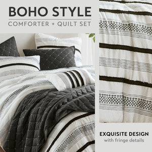 7 Piece Stripe Comforter and Quilt Set - King/Cal King