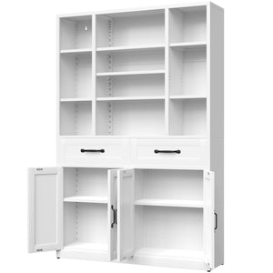 Industrial Bookcase Tall With Adjustable Shelves, Drawers & Doors