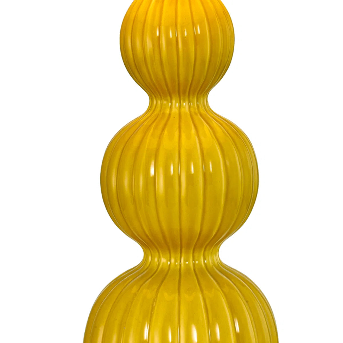 28-Inch Ceramic Table Lamps Set of 2, Modern Triple Gourd, Yellow with White Shade