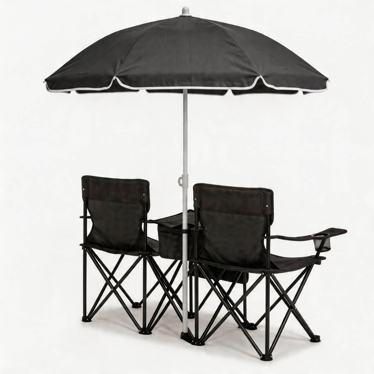 Portable Folding Picnic Chair Set with Umbrella – Oxford Fabric