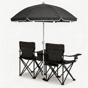 Portable Folding Picnic Chair Set with Umbrella – Oxford Fabric
