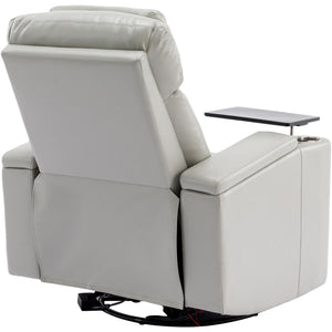 270° Power Swivel Recliner Home Theater Chair With Hidden Arm Storage, LED Light, Cup Holder, And Tray Table