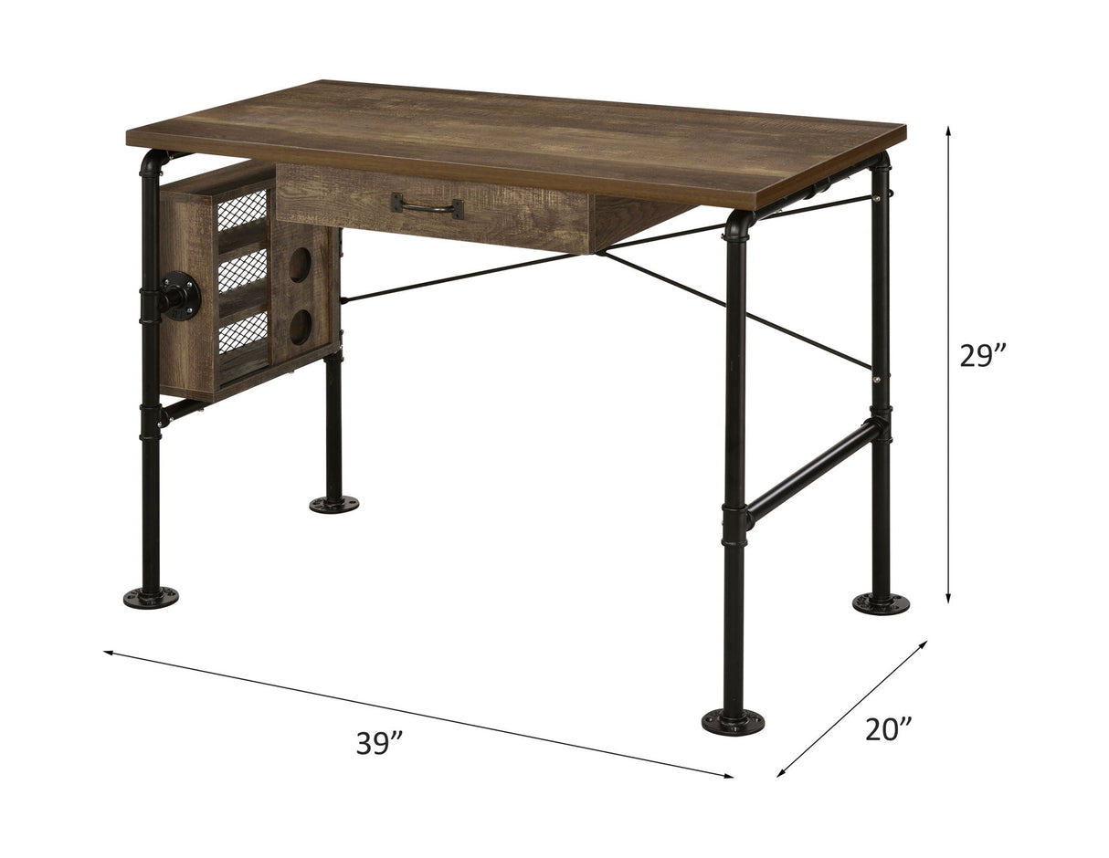 Endang - Writing Desk - Weathered Oak / Black - Best Buy Furniture