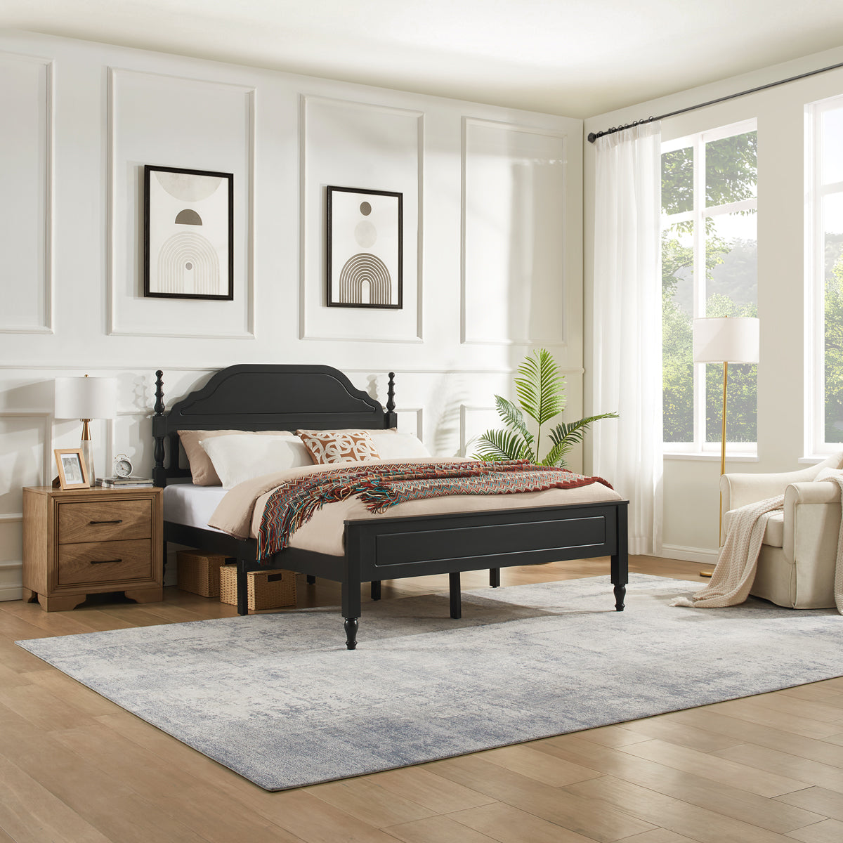Elegant Bedroom Centerpiece Queen Bed with Padded Headboard Insert