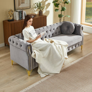 82-Inch Velvet Chesterfield Sofa