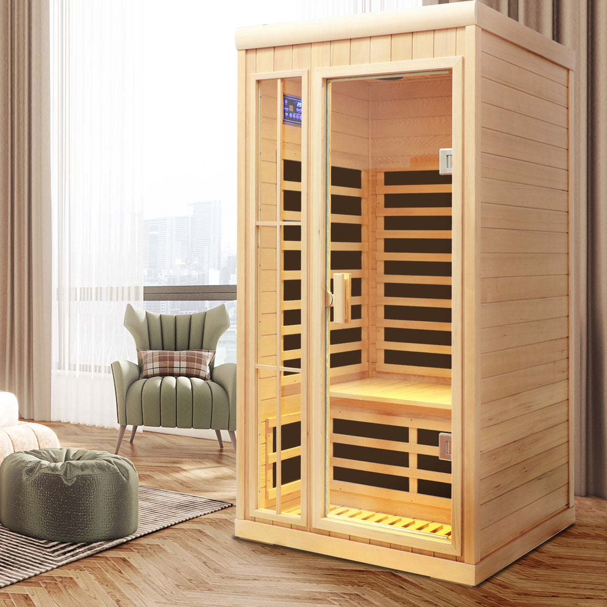 Deluxe One Person Far Infrared Hemlock Sauna Room