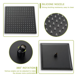 Dual Shower Head System With 12" Square Rain Shower And Rough In Valve