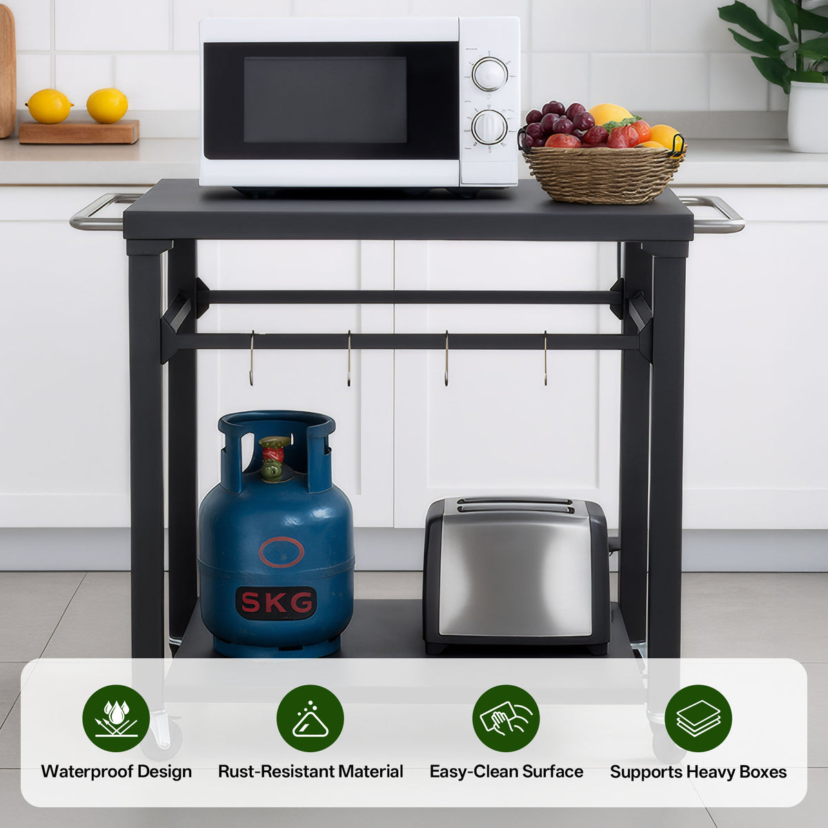 2-Tier Outdoor Grill Cart with Stainless Steel Top