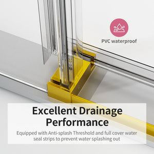 Frameless Single Sliding Soft Close Shower Doors, 3 / 8" Tempered Glass Reversible Installatio