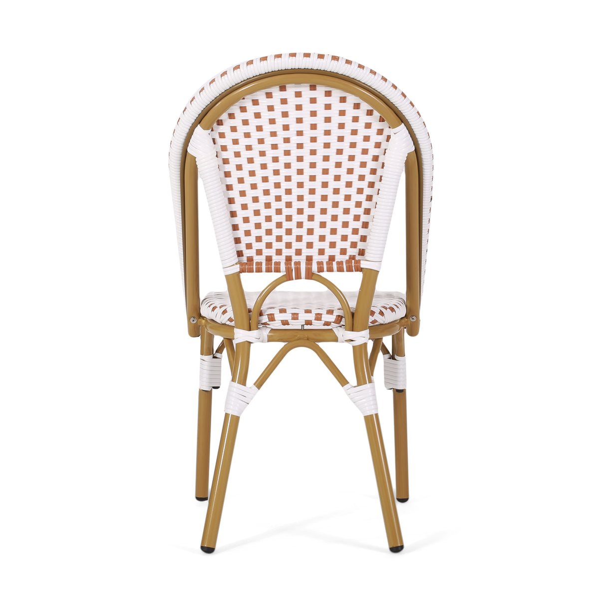 Outdoor PE Rattan and Aluminum French Bistro Chairs, Set of 2, Rusted