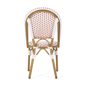 Outdoor PE Rattan and Aluminum French Bistro Chairs, Set of 2, Rusted