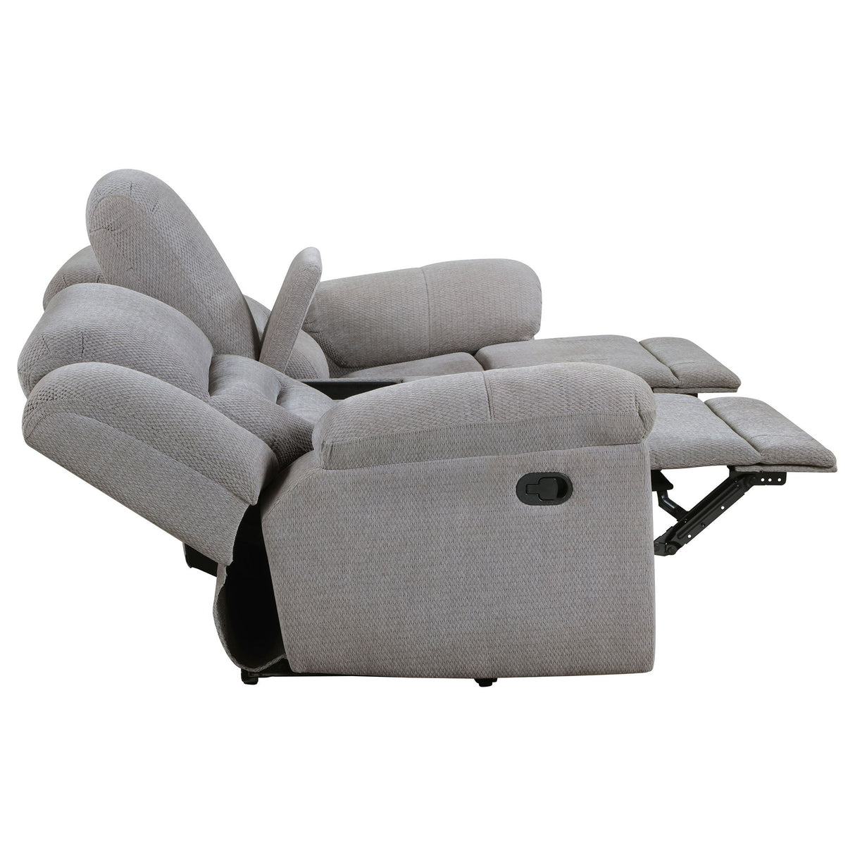 Sebring - Upholstered Manual Reclining Loveseat With Center Storage Console - Gray