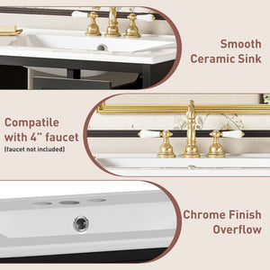 Wall-Mounted Bathroom Vanity Set With Sink, 2 Drawers And Soft-Close Door