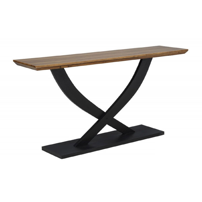 Entryway Console Table with Cross Legs Design - Natural / Espresso