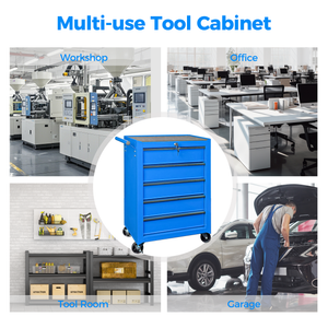 Rolling Metal Tool Chest with 5 Drawers, Blue