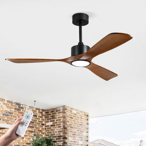 52 Inch Solid Wood Ceiling Fan with Light Kit and Remote Control