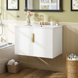 Bathroom Vanity With Sink, Rectangular Storage Cabinet With 2 Soft Closing Doors