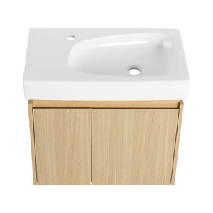 Modern Bathroom Vanity With Ceramic Basin, Wall Mounted Floating Sink Combo, Storage Cabinet
