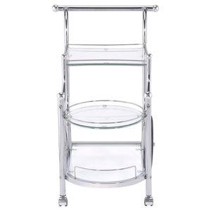 Reia - 3 Tier Cart With Casters & Tempered Glass Design - Chrome