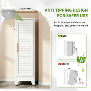 47.2" Narrow Metal Storage Closet with Louvered Door
