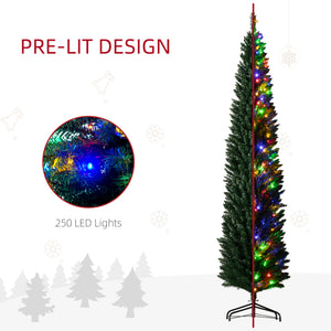 HOMCOM 8ft Tall Pencil Prelit Artificial Christmas Tree