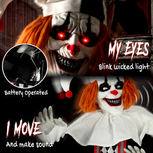 HOMCOM 106" Large Animated Clown Halloween Decorations