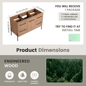 48" Freestanding Bathroom Vanity With Soft-Close Cabinet Door and 4 Drawers