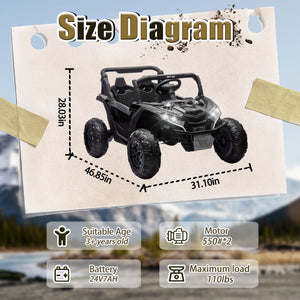 24V Two-Seater Kids Ride-On UTV with Parental Remote Control