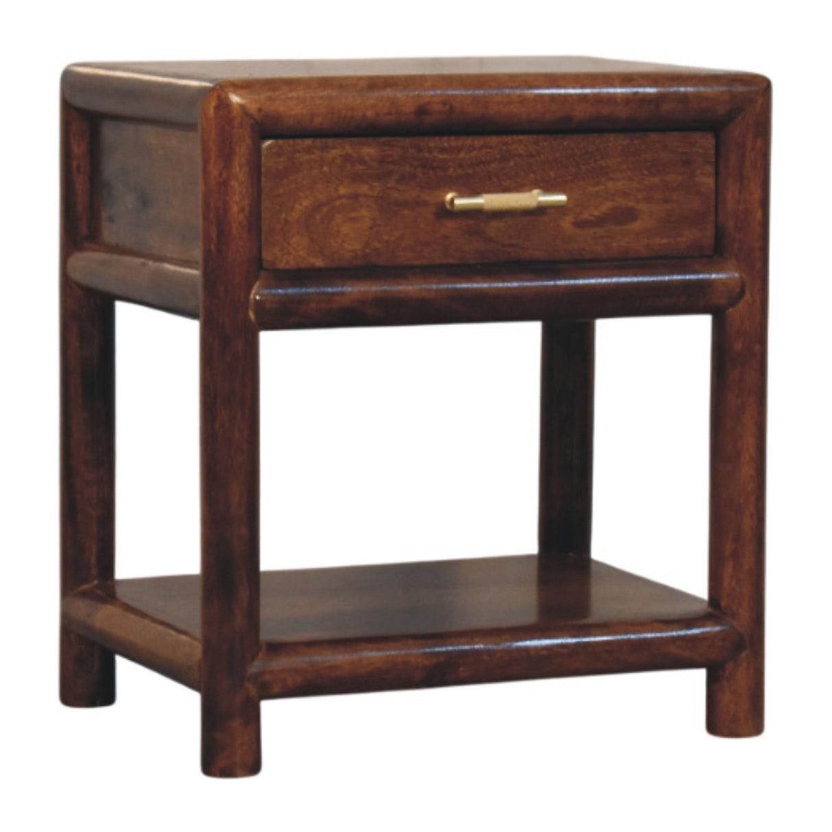 Solid Wood Regency Chestnut Nightstand, 1-Drawer, 1 Open-Slot