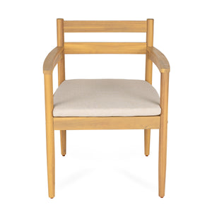 Outdoor Acacia Dining Armchair with Cushions, Set of 2