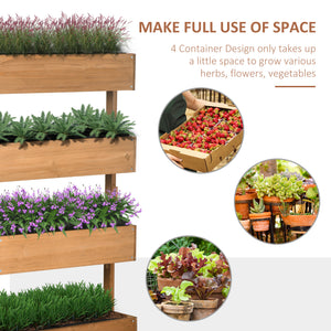 Outsunny Vertical Garden Planter - Wooden 4 Tier Planter Box