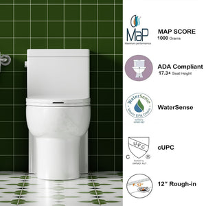 Gloss Tornado Flush 1 Piece Elongated Toilet With Siphonic Side Press, ADA Comfort Chair Height - Gloss White