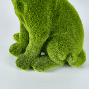 Flocked Dog Garden Statue with Weather Resistance - Green